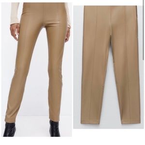 NWTG Zara brown high waisted leather legging